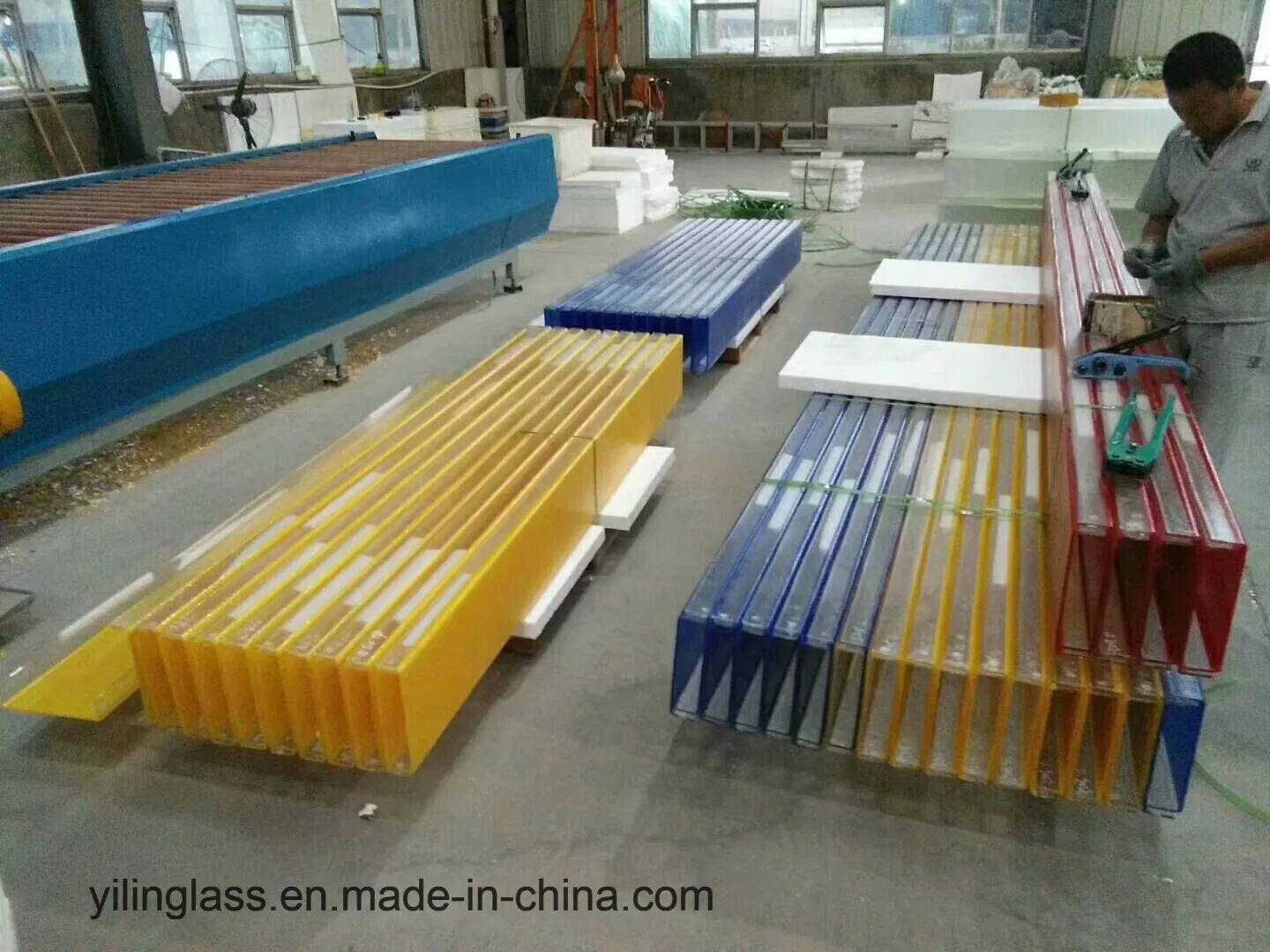 Tempered Tinted Blue U Channel Glass