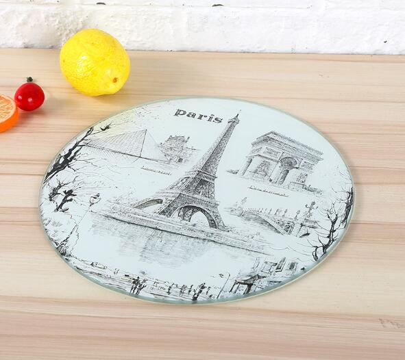 Digital Print Glass with Lead-Free Imported Ink /Round Shape Glass Cutting Board Best Price