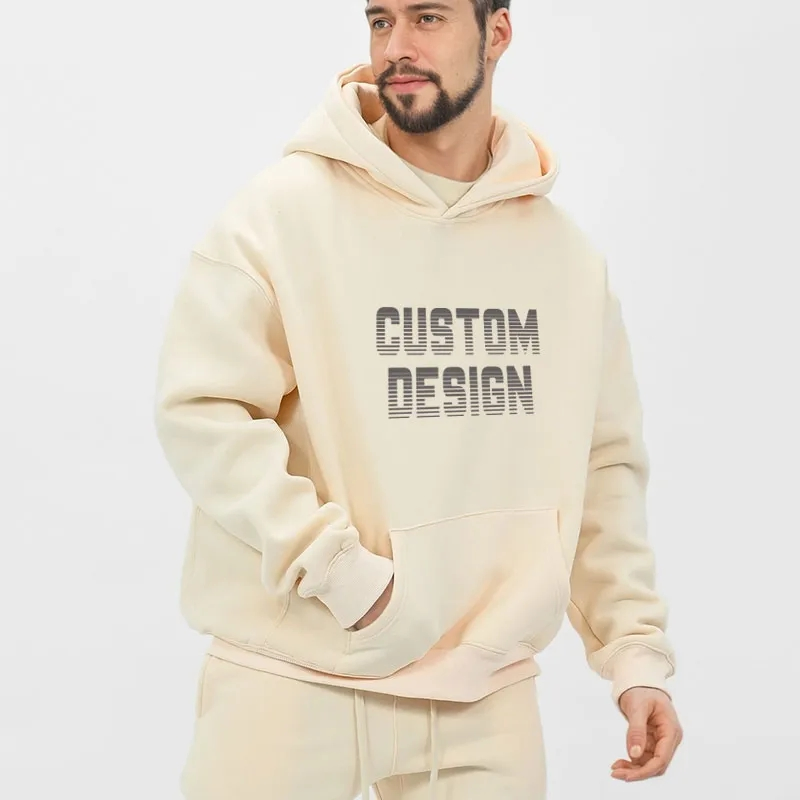 Unisex Custom Luxury Fleece Manufacturers Oversized Men 350GSM Cotton Pullover Drop Shoulder Thick Hoodies Heavy Weight Premium Hoodie No String Streetwear