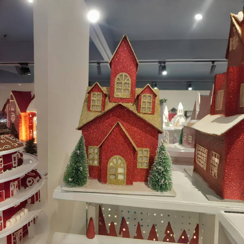 Factory Design Custom Wholesale Luminous Christmas Paper House Paper Christmas Tree Christmas Castle Handmade Christmas Craft Sets