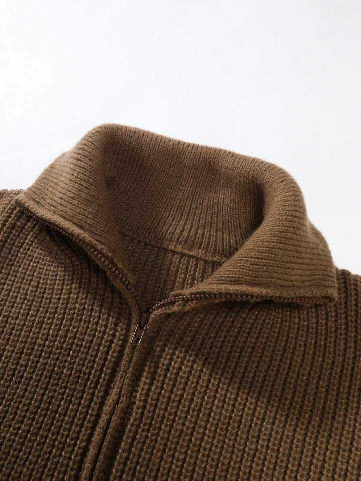 Men's Zipper Sweater Ribbed Knit Cardigan Knit Manufacturer Custom Knitted Sweater Cardigan