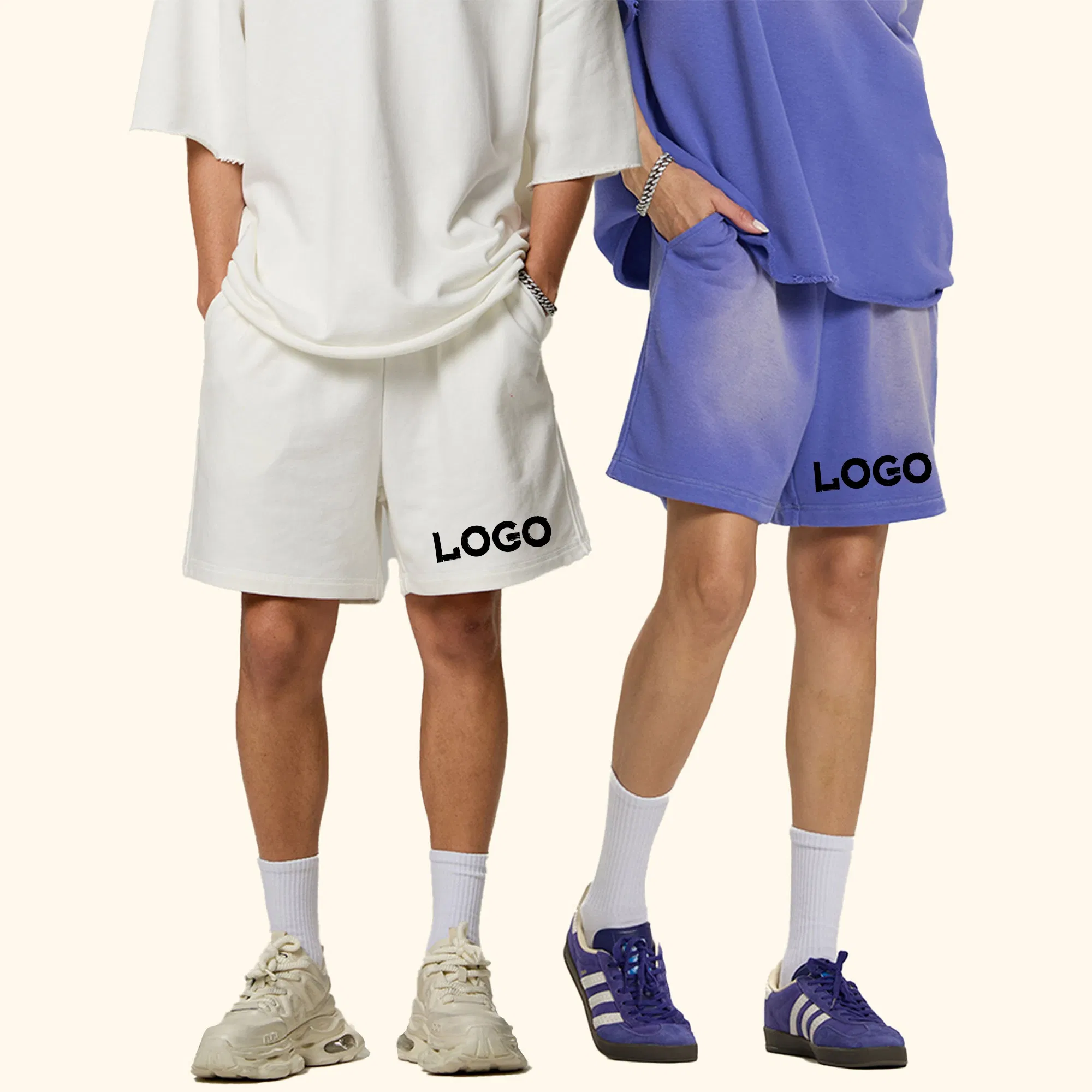 Drawstring Graphic Designer High Quality Manufacturer Sweat Streetwear Summer Acid Cotton Vintage Wash Custom Shorts for Men