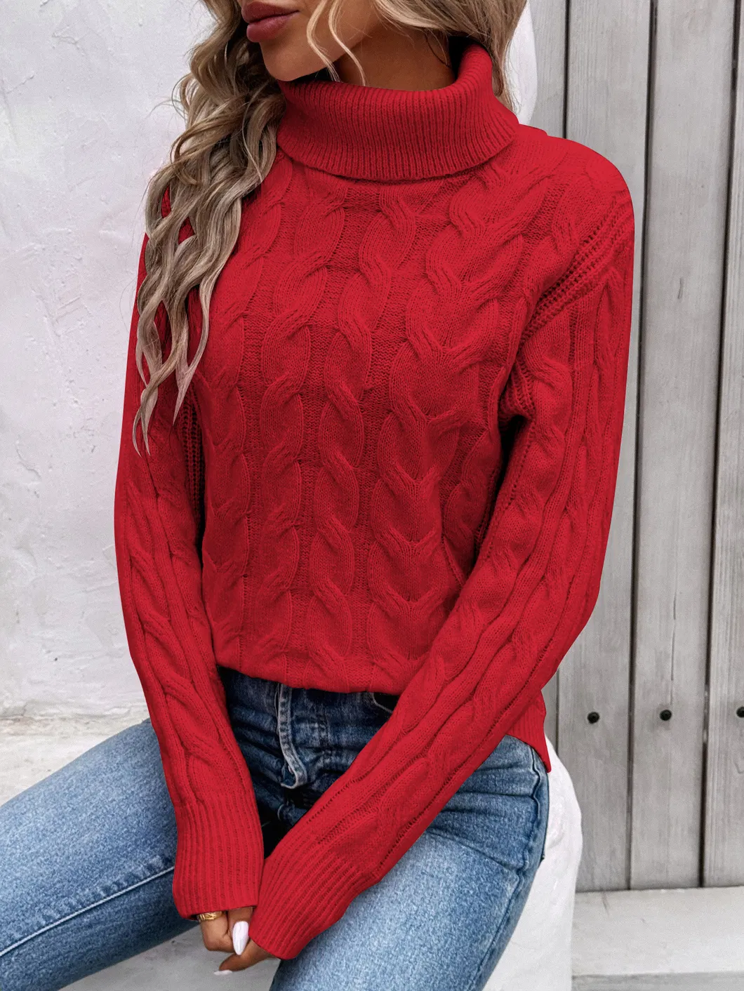 Ribbed Knit Turtleneck Sweater Texture
