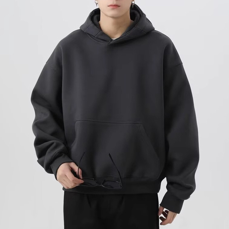 1000 GSM Blank Hoodies Manufacturers Custom Cotton Drop Shoulder Plain Black Hoodie Heavyweight Oversized Hoodie for Men