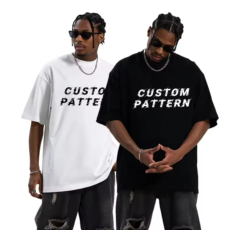 Manufacturer DTG Drop Shoulder Crew Neck 280 300 320 GSM Cotton Oversized Heavyweight Design Custom Screen Print T Shirt for Men