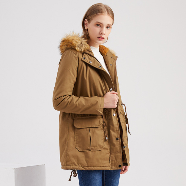 Women's Winter Parka Coat Custom Hooded Jacket Faux Fur Lined Detachable