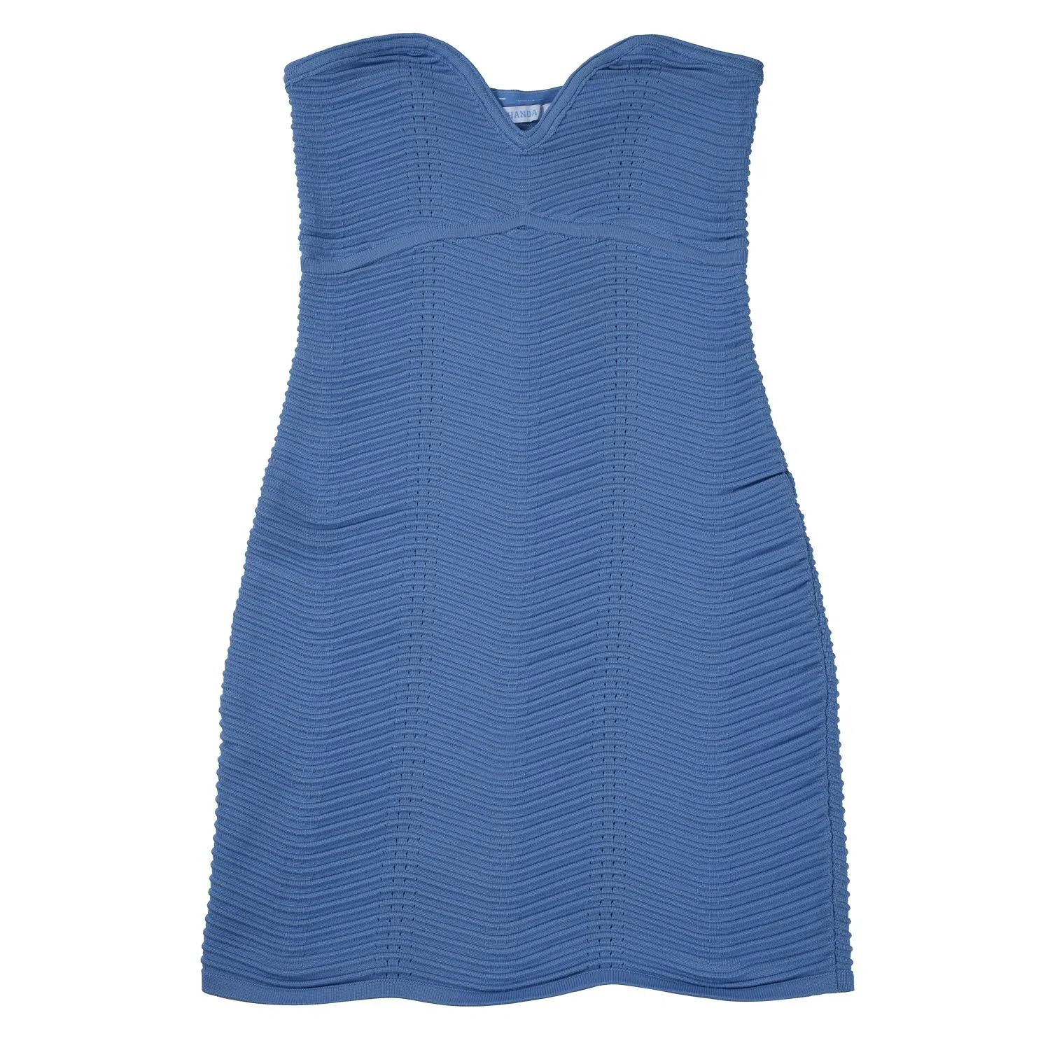 Knitwear Manufacturer Custom Spring Summer Blue Round Neck Sleeveless Women's Knitted Sweater Dress