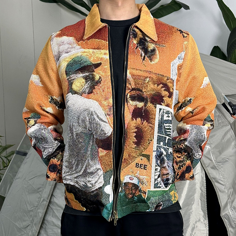 Tyler The Creator Custom Tapestry Clothing Manufacturer Bomber Jacket Tapestri Jacket Shirt Men