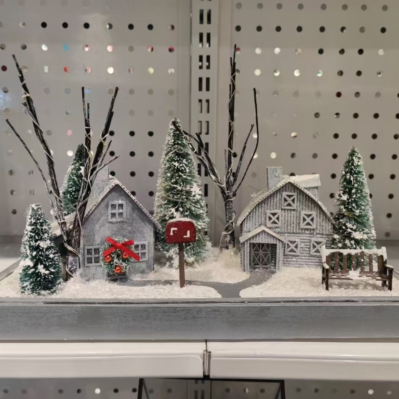 OEM Factory Design Custom Christmas Paper House Castle Villa Christmas Holiday Decorations Pure Handmade Crafts