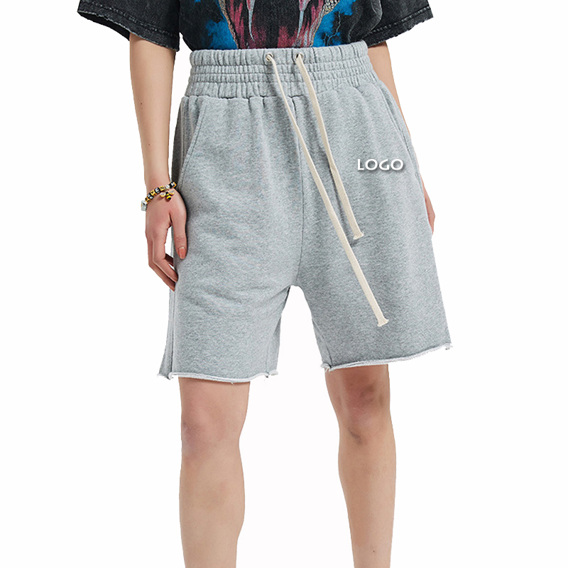 Custom Logo Cotton Pocket Drawstring Loose Shorts Street Casual Mens Sport Shorts