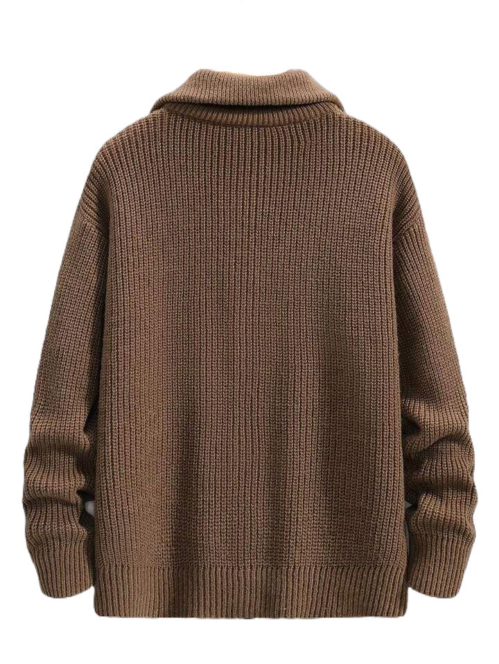 Men's Zipper Sweater Ribbed Knit Cardigan Knit Manufacturer Custom Knitted Sweater Cardigan