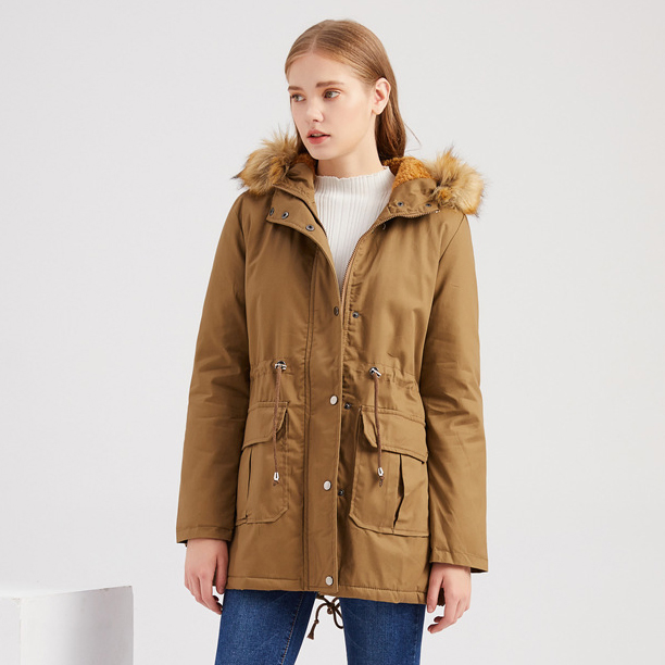 Women's Winter Parka Coat Custom Hooded Jacket Faux Fur Lined Detachable