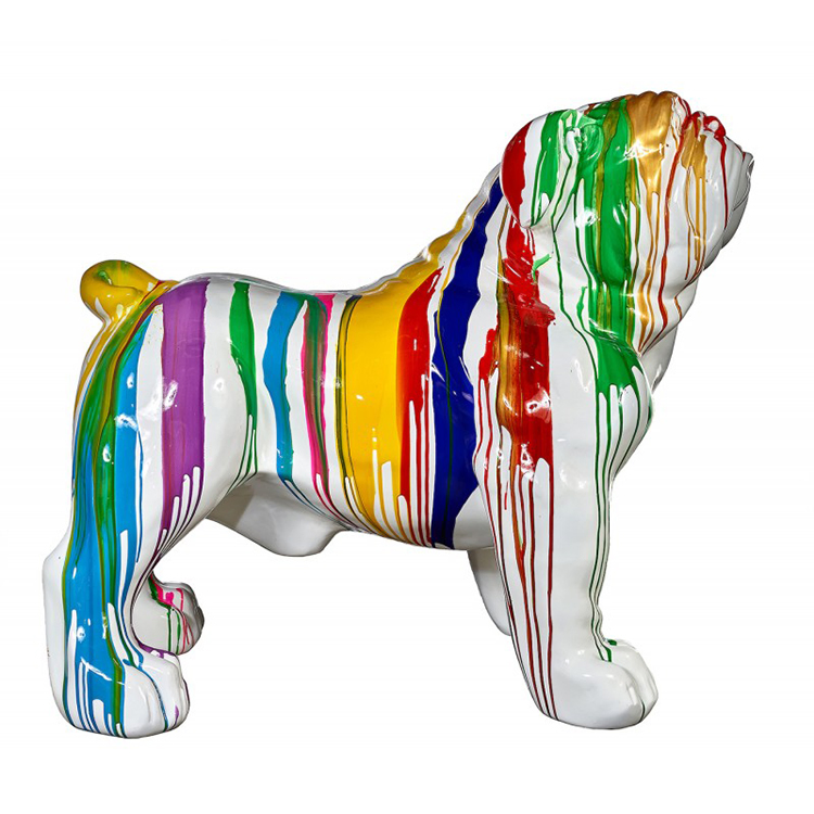 Famous Design Custom Size Home Indoor Decor Colorful Bulldog Statue Resin Crafts