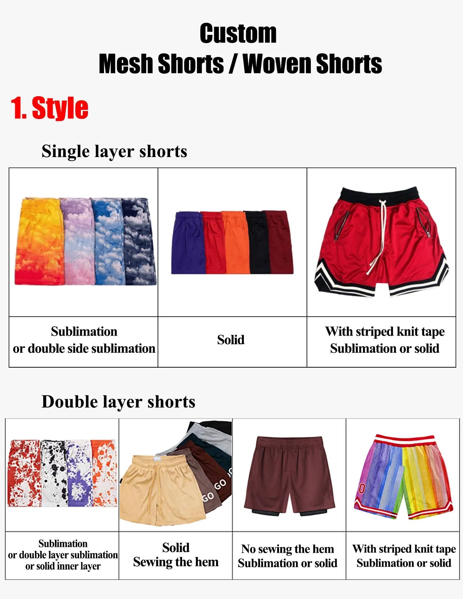 Custom All Over Sublimation Print Single/Double Layer Streetwear 5/7 Inch Unisex Women Men Basketball Summer Mesh Shorts