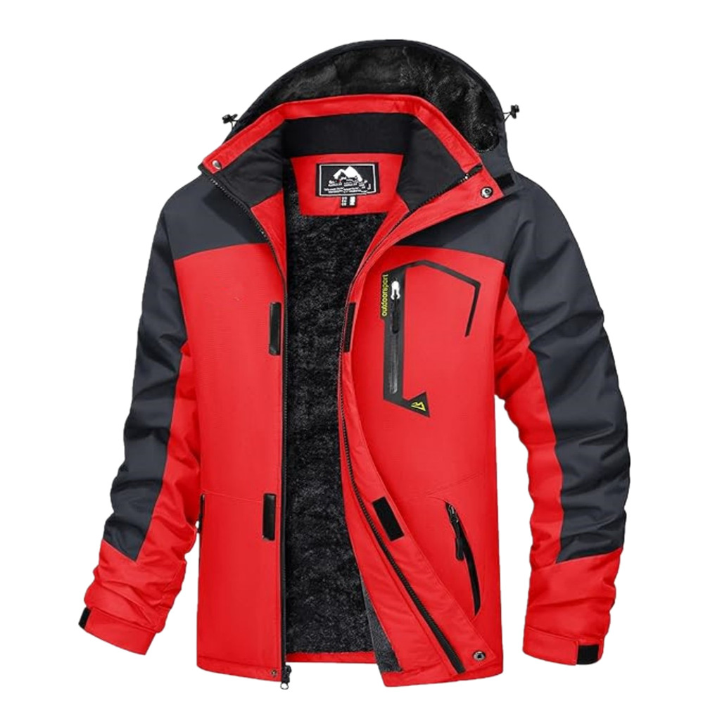 Wholesale Custom Men's Winter Coat Insulated Waterproof Snow Warm Fleece Parka Raincoats Ski Wear Jacket with Detachable Hood Adjustable Buckle