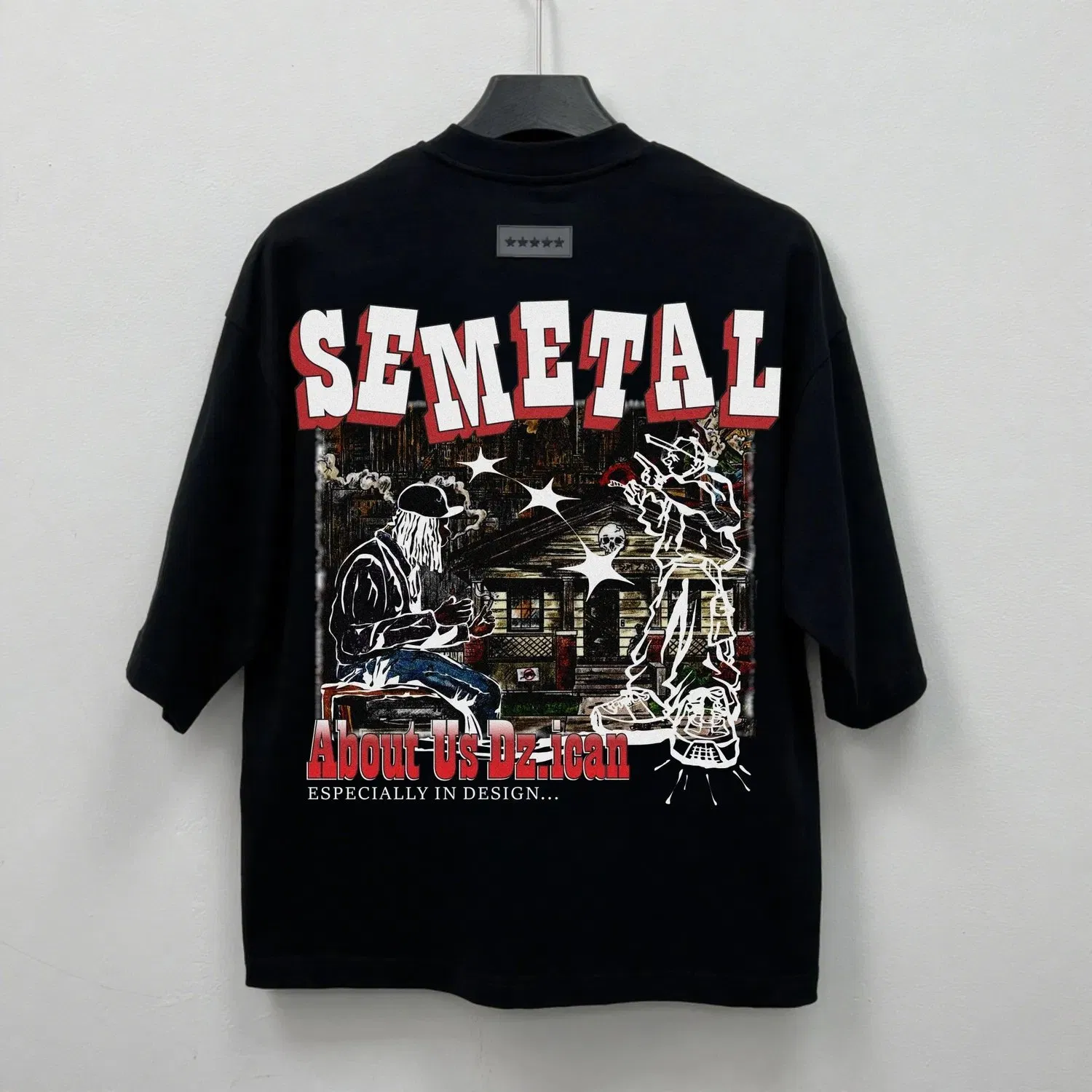 Black T Shirts Manufacturer Custom Drop Shoulder Streetwear T-Shirts Printing Designer Oversized Cotton Men Shirt