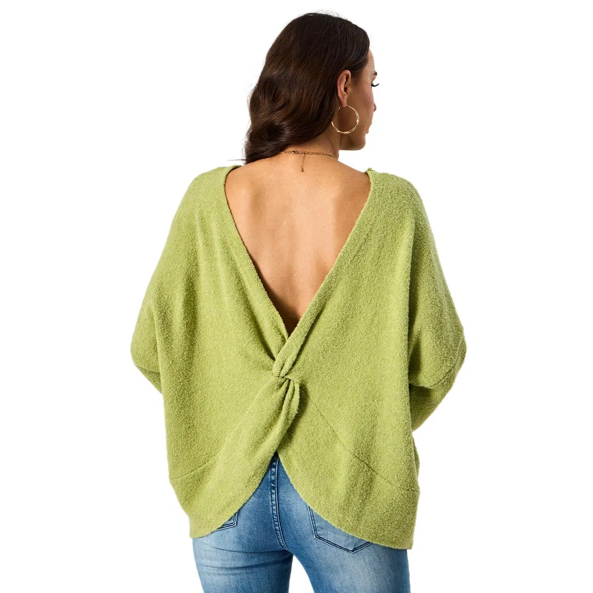 Custom Backless Female Pullover Soft Ribbed Sleeve Hem Women Sweater