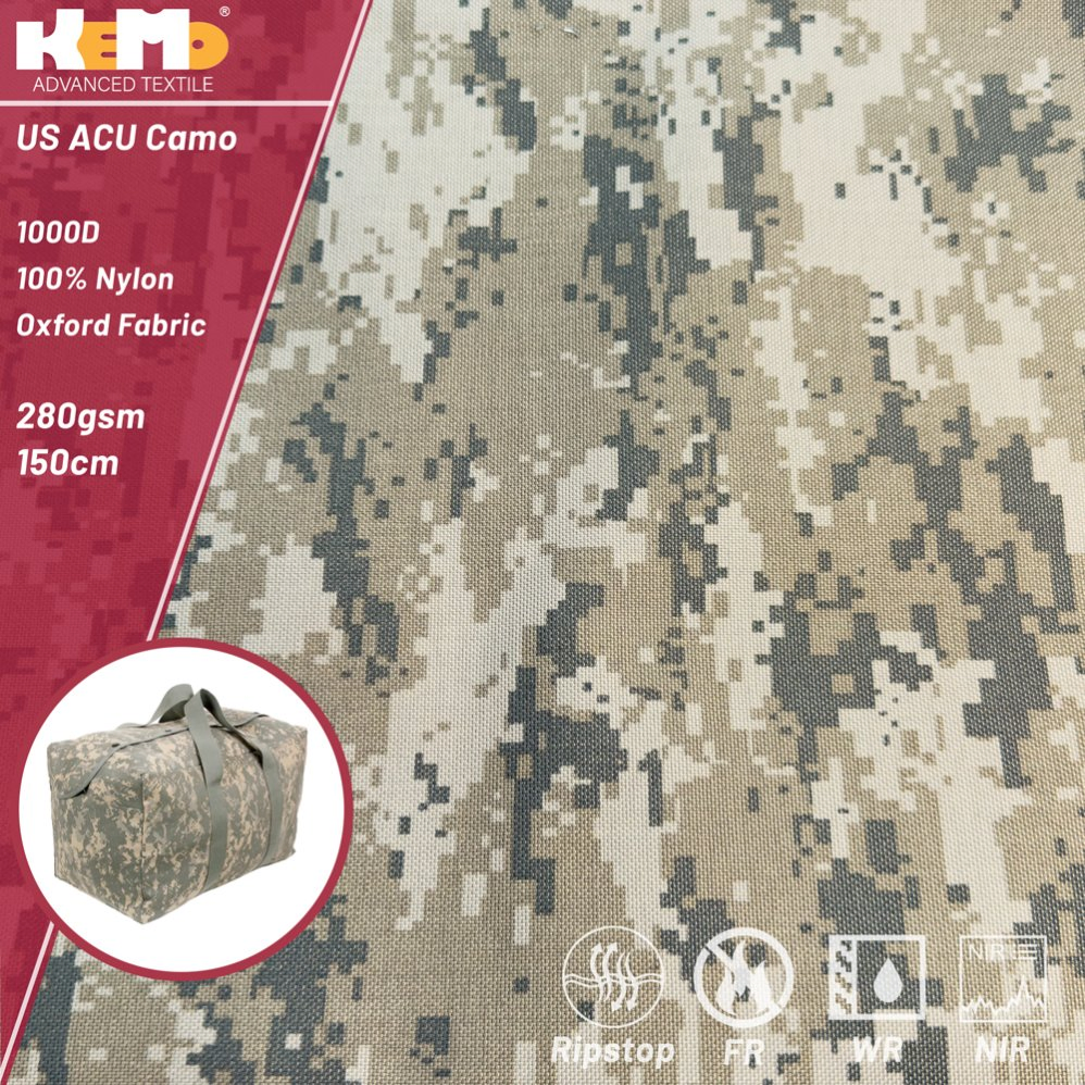 1000d Nylon Cordura Acu Camouflage Custom Printed Fabric with PU Coated