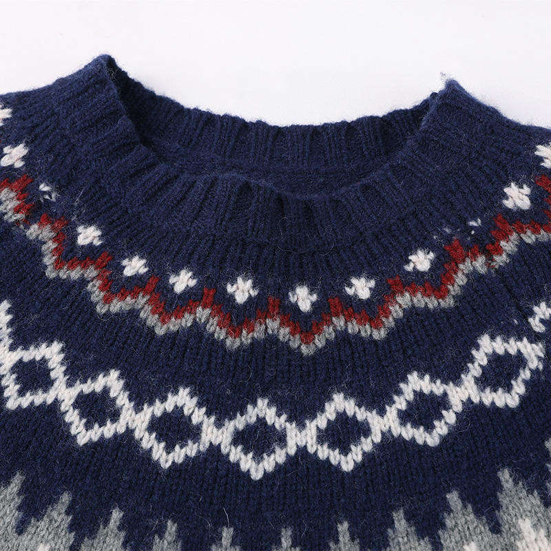 Knitwear Manufacturer Custom Logo Long Sleeve Jumper Men's Knitted Pullover Woolen Men Jacquard Sweater for Winter