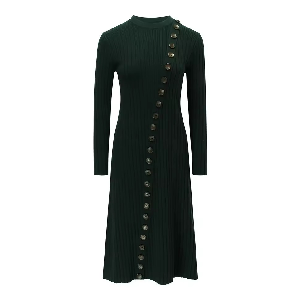 Clothing Manufacturer Companies Custom OEM Button Bodycon Pullover Knit Sweater Maxi Long Dresses Women Cloth Modest Wear 2026