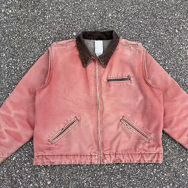 Manufacturer Custom Vintage Denim Winter Distressed Jacket Canvas Zip up Work Wear Acid Wash Jackets for Men