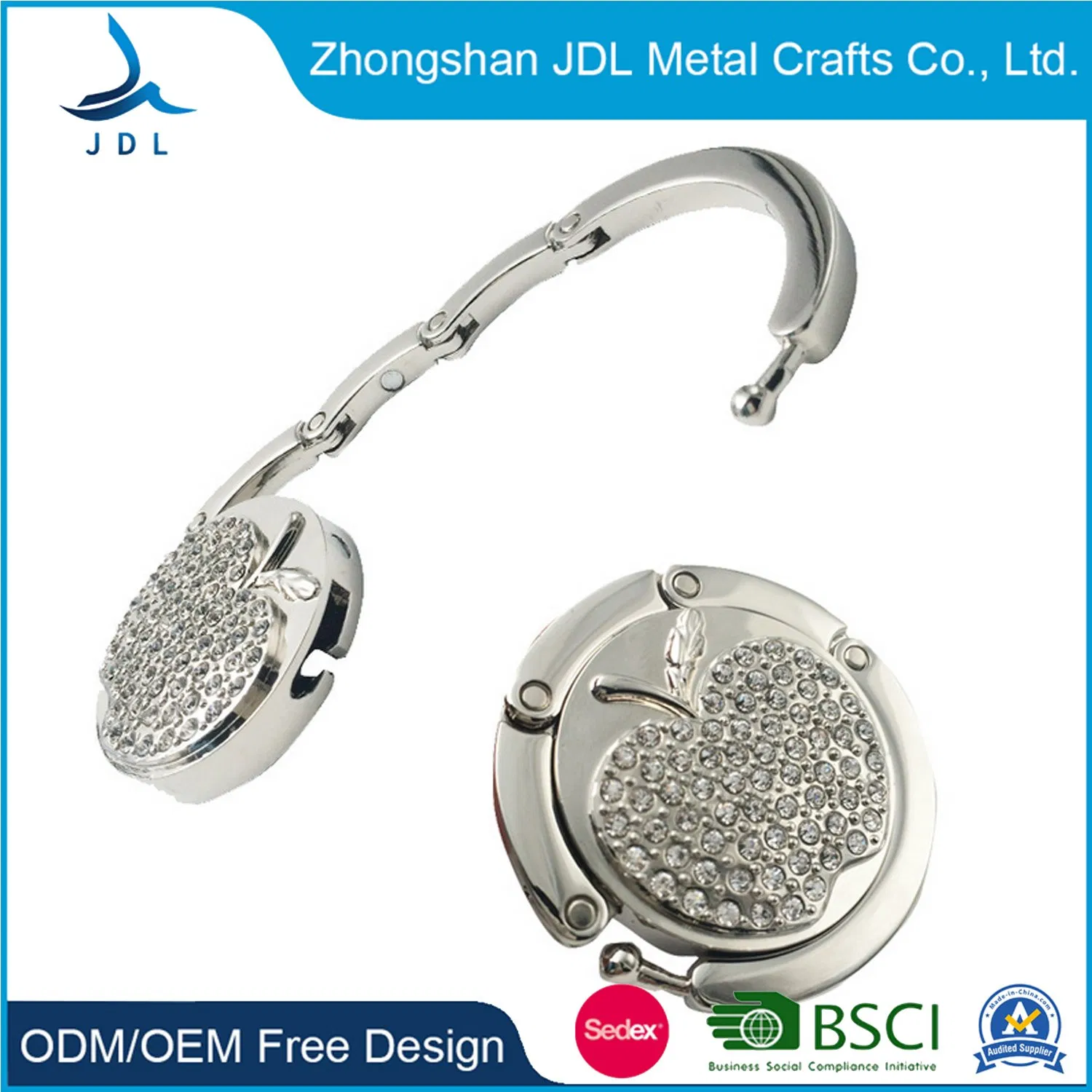 Custom Fashion Decoration Bag Hanger Metal Portable Purse Hook Promotional Gift Souvenir Art Crafts Supplier for Any Design From China Factory