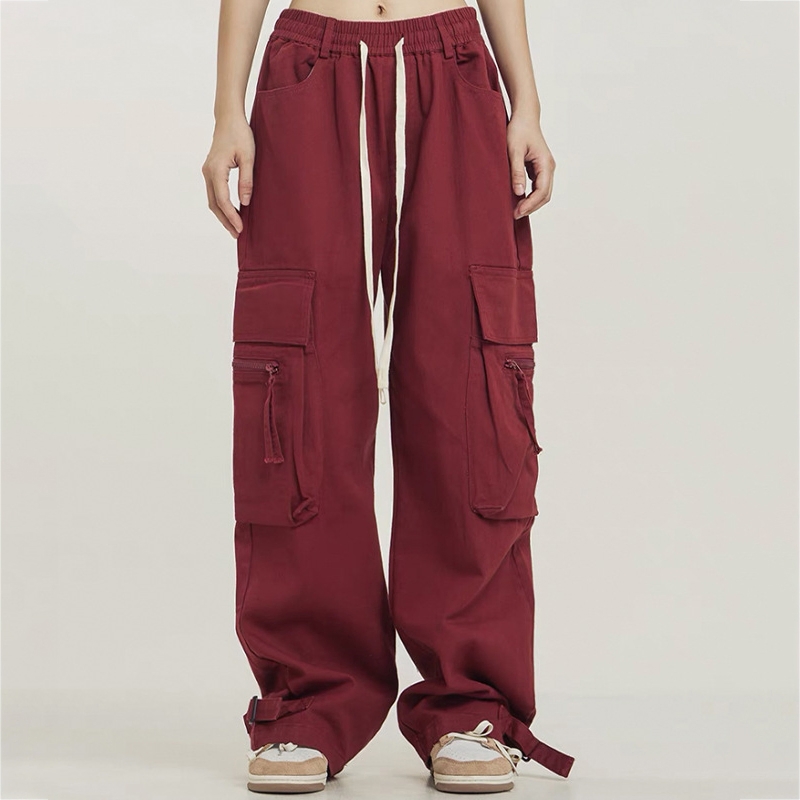 Clothing Manufacturers High Quality Custom Printed Jogger Baggy Fit Black Red Man Cargo Pants Drawstring Pattern