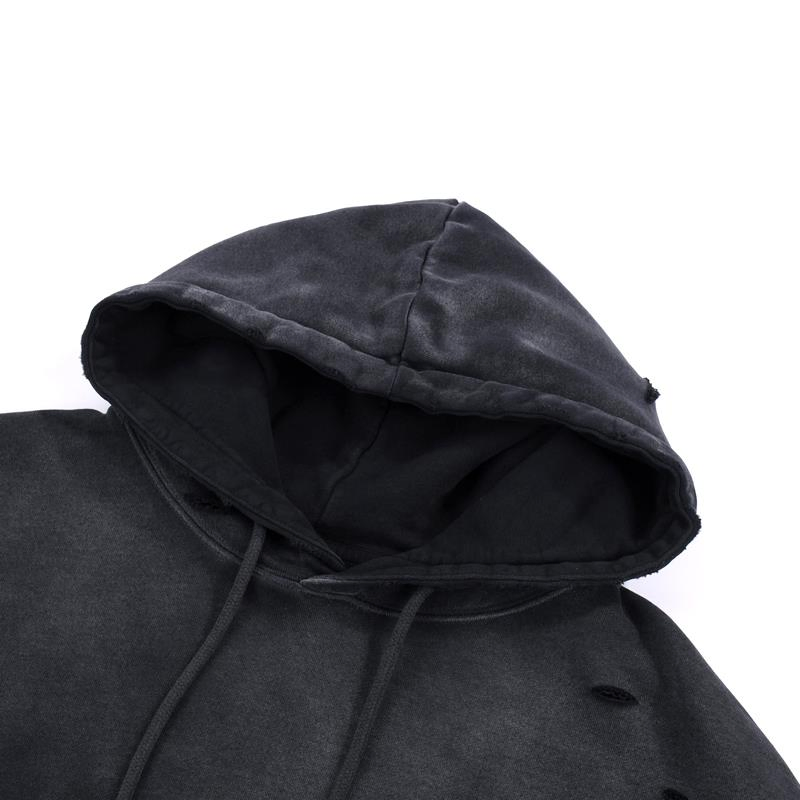 Wholesale 100% Cotton Black High-Quality Men's Black Hoodies with Custom Printed Logo