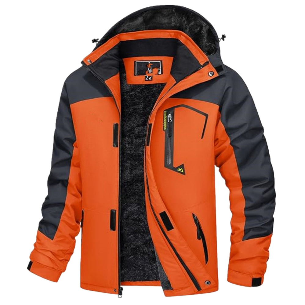 Wholesale Custom Men's Winter Coat Insulated Waterproof Snow Warm Fleece Parka Raincoats Ski Wear Jacket with Detachable Hood Adjustable Buckle