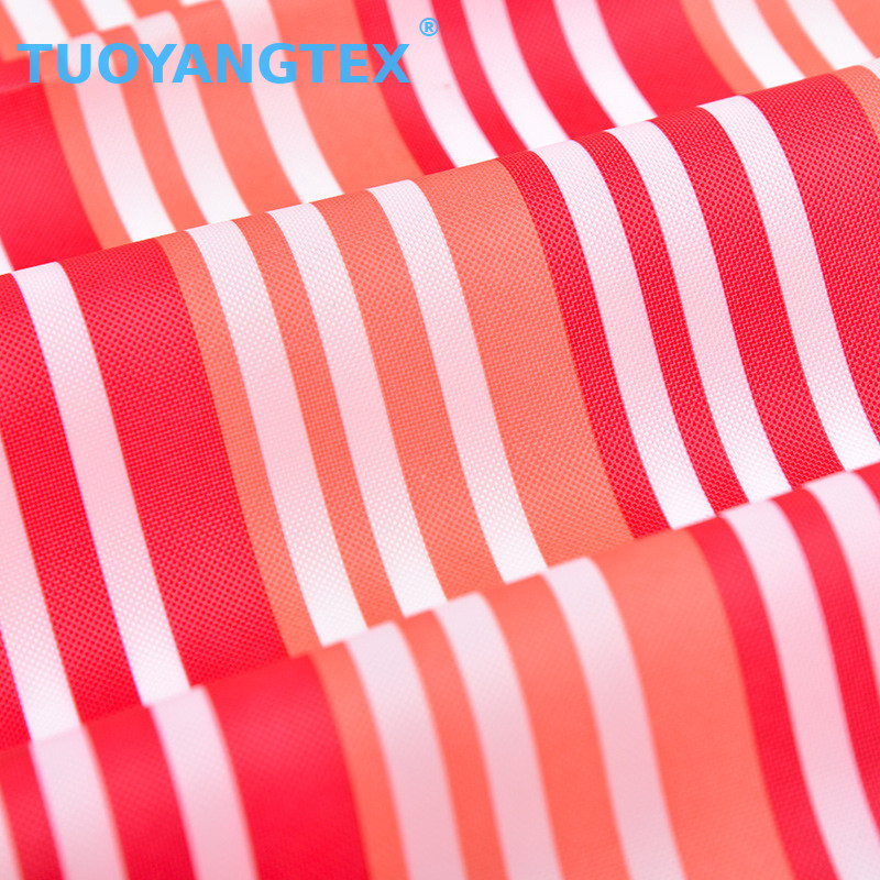 Custom Printed Polyester Fabric for Dining Tablecloth Stripe Design OEM Supply