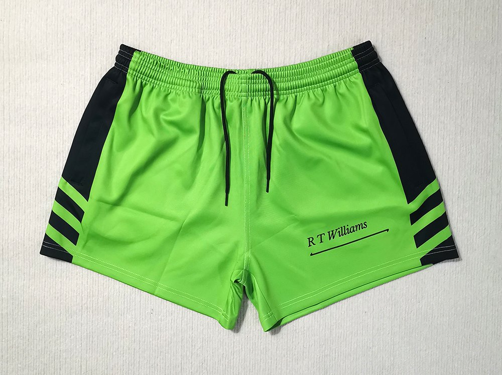 Custom Wholesale High Quality Adult Kid Polyester Spandex Quick Dry Australia Country Farm Hunting Fishing Outdoor Zipper Zip Pocket Rugby Football Footy Shorts