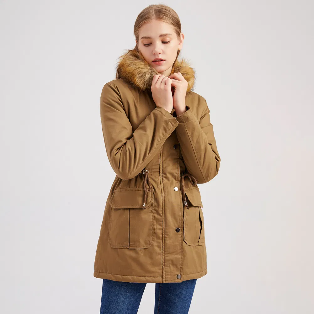 Women's Custom Winter Hooded Parka Coat Faux Fur Lined Detachable Design