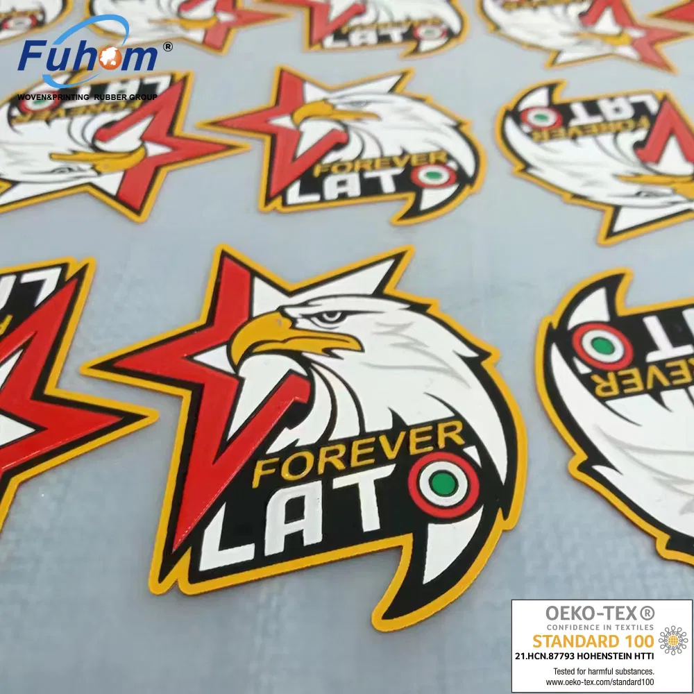 Custom 3D Heat Transfer Printing Raised Rubber Silicone Logo for Clothing Jackets