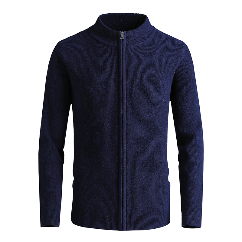 Custom Wool Cashmere Sweater Men Turtleneck Zipper Knit Oversize Mongolian Cardigan