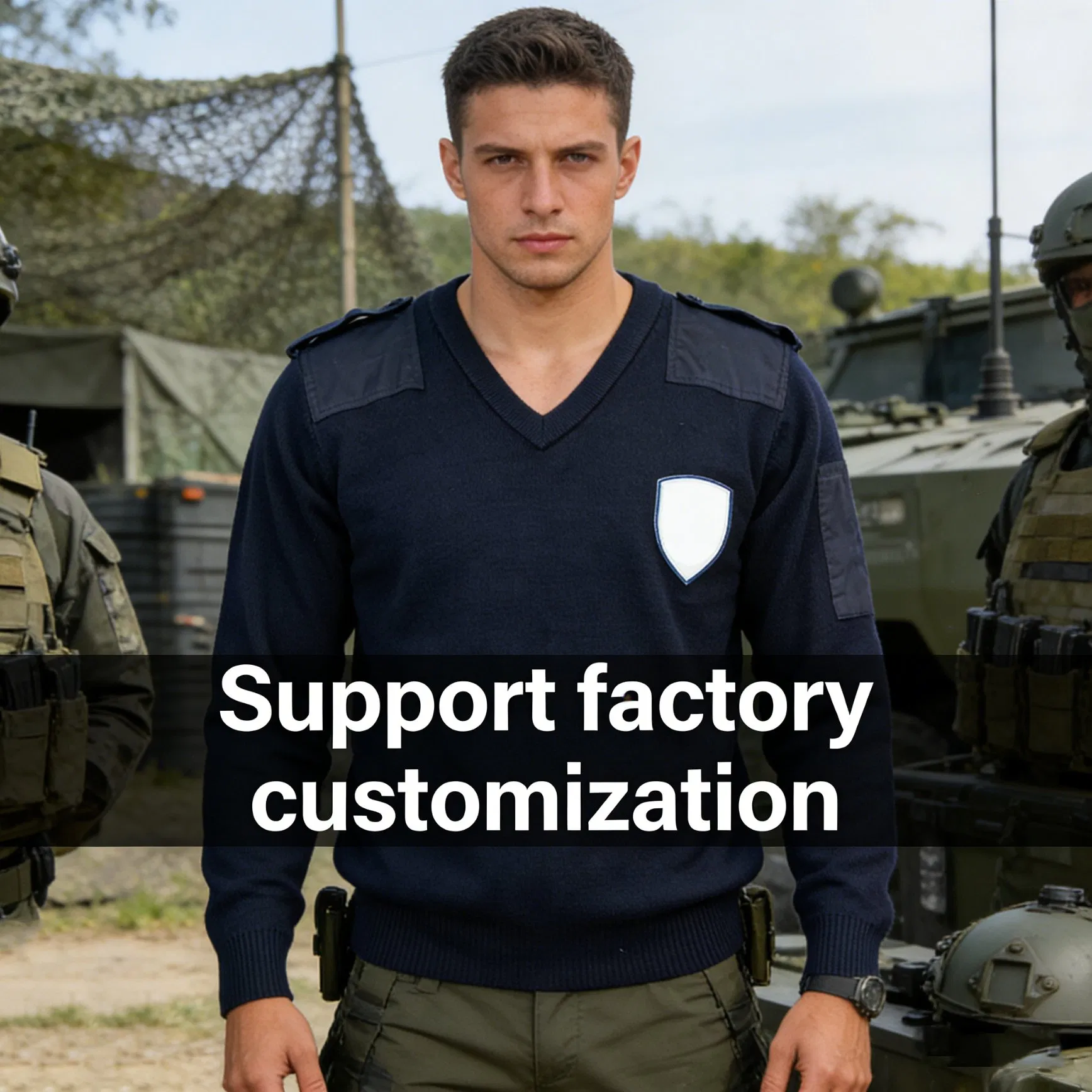 Premium Wool-Blend Security V-Neck Sweater Custom Professional Security Apparel Manufacturer in China Tactical Sweater