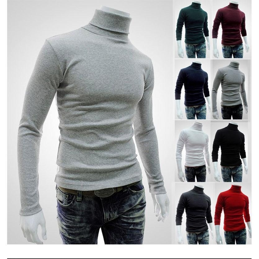 2022 Wholesale Winter Men's Turtleneck Long Sleeve Sweater Men's Knit Sweater Pullover Custom Logo Plain High-Quality Knitwear Blank Sweater for Mem