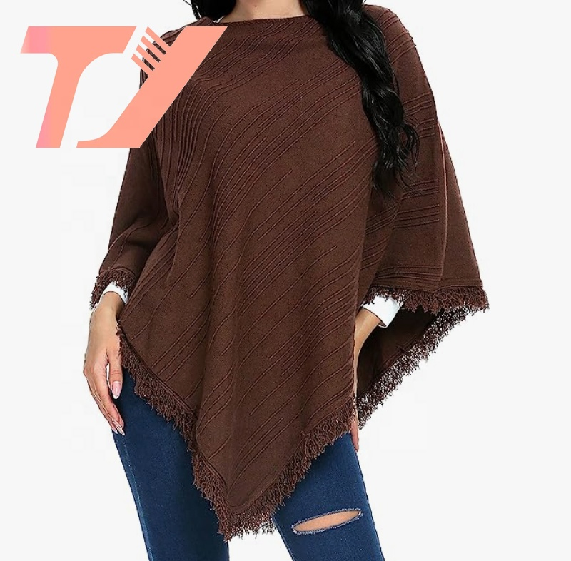 Knitwear Manufacturer Custom Dark Green High Collar Button Cloak Cashmere Sweaters Women Knit Sweaters