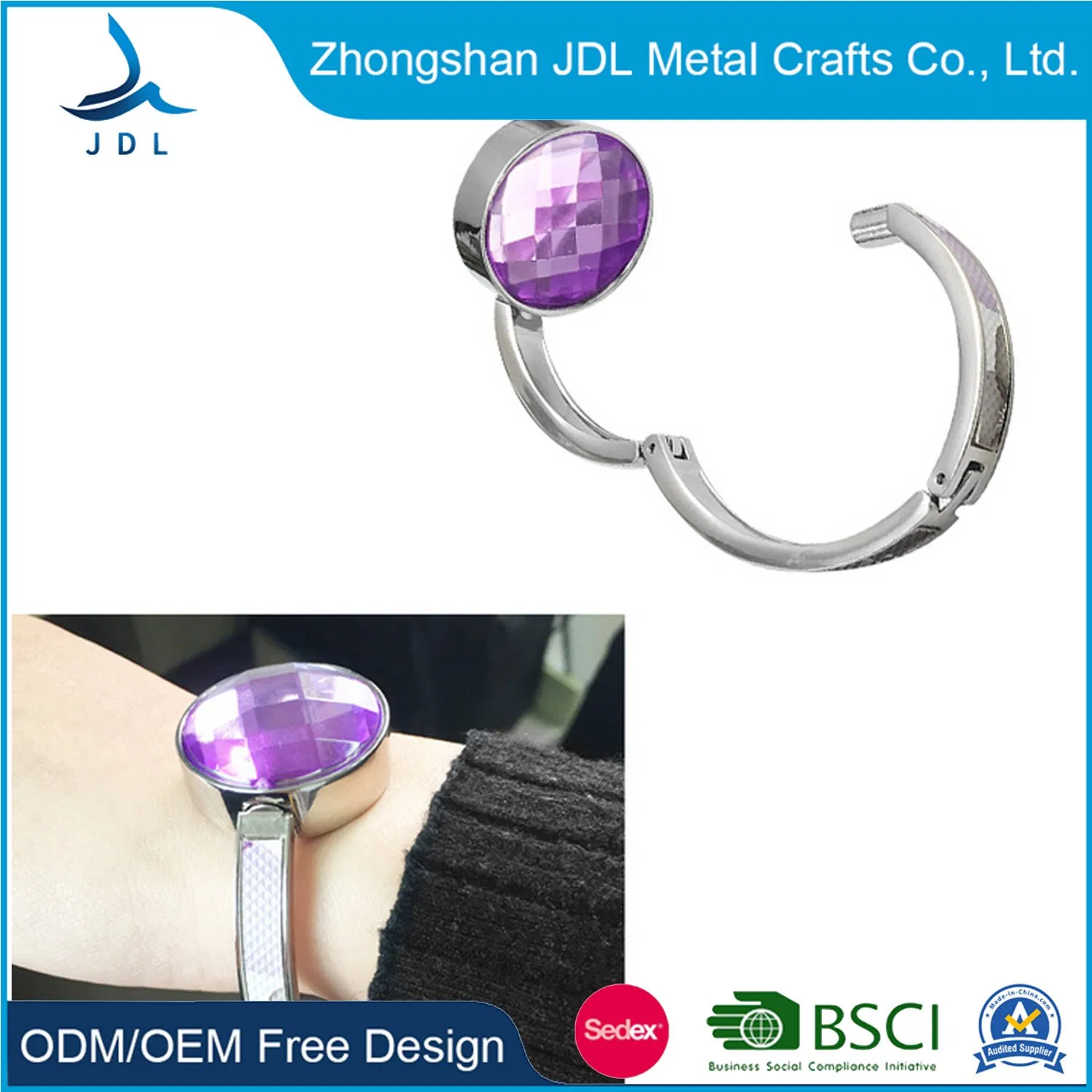 Custom Fashion Decoration Bag Hanger Metal Portable Purse Hook Promotional Gift Souvenir Art Crafts Supplier for Any Design From China Factory