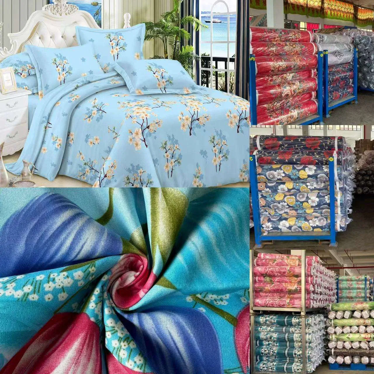 100% Polyester Microfiber Bedding Fabric Manufacturers' Custom Pigment Digital Printing Woven Pattern Twill Style Bag Wholesale