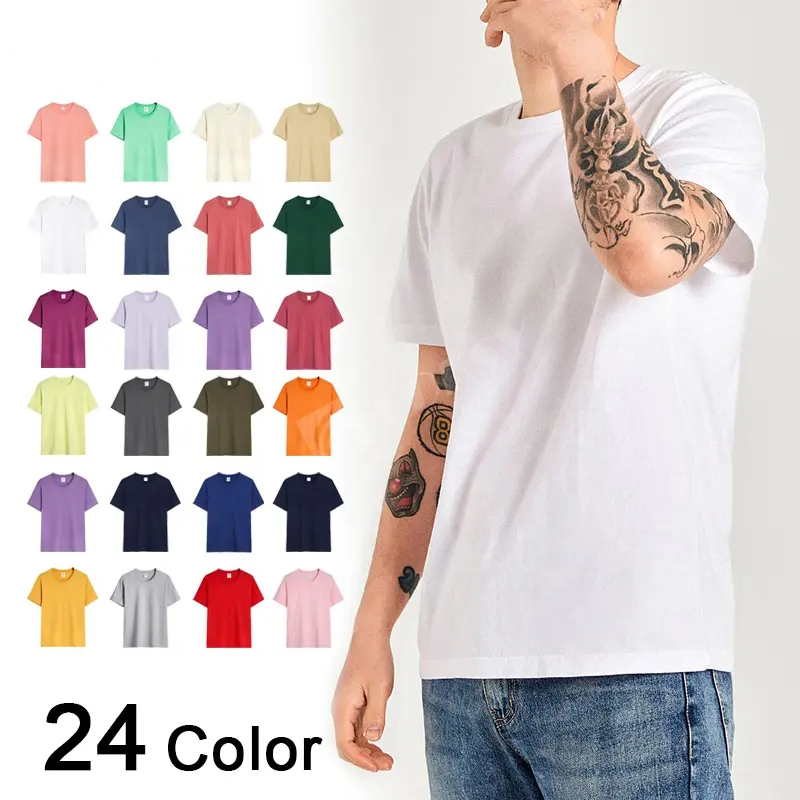 OEM Wholesale High Quality Custom Men's Tee T-Shirt Tops Clothing 100% Cotton Bulk Unisex Blank Graphic Heavyweight Dgt Printing Embroidery T Shirt