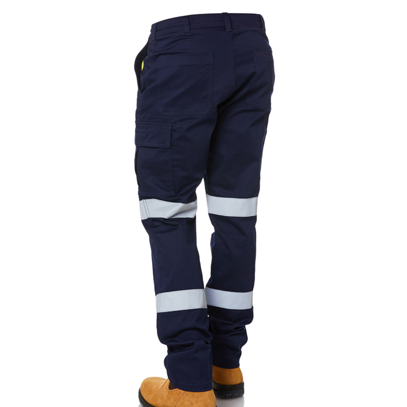 Wholesale Multi Pocket Reflective Safety Trousers Custom Work Uniform Navy Blue Chino Men Cargo Pants