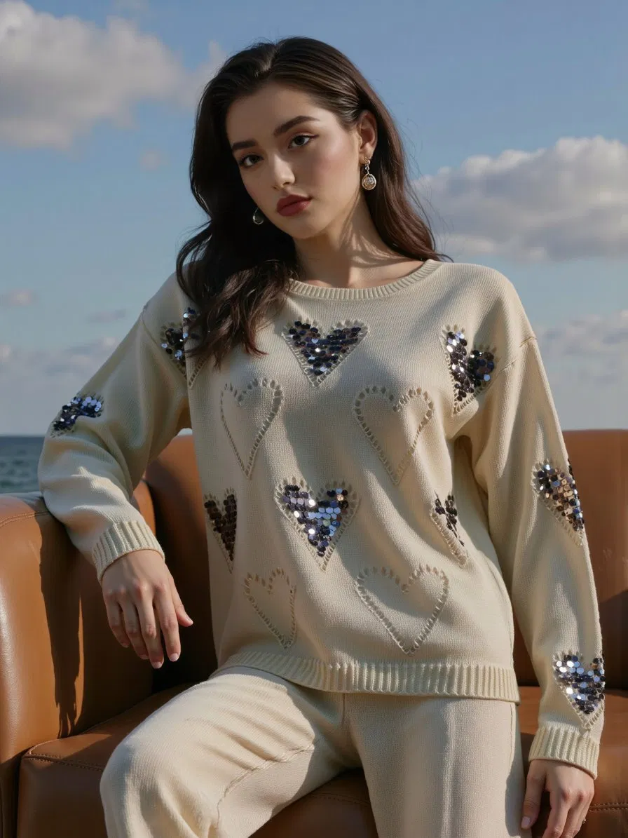 Vacation Woman Sweater Long Sleeve Sweater Lightweight and Breathable Custom Patterns From Source Manufacturer