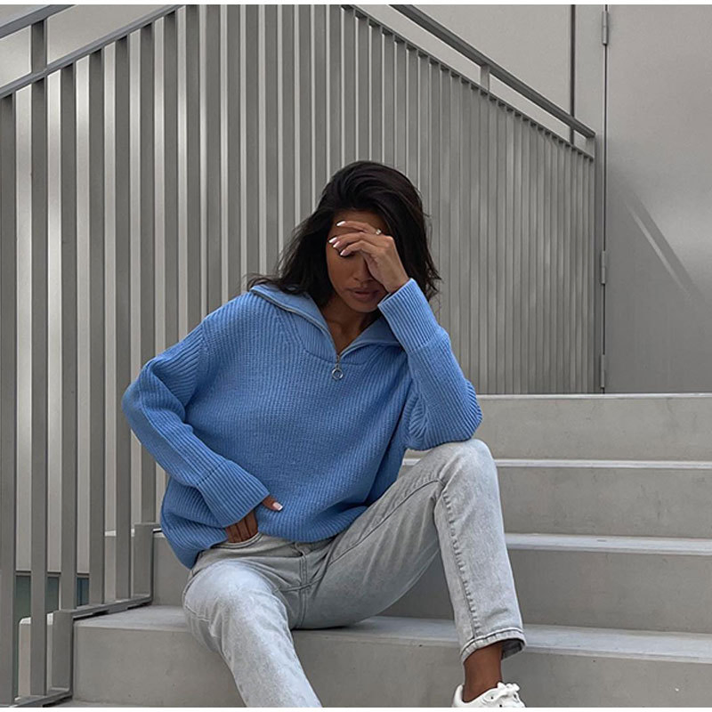 OEM Manufacturer Custom Winter Plain Women Pullover Knitted Sweater