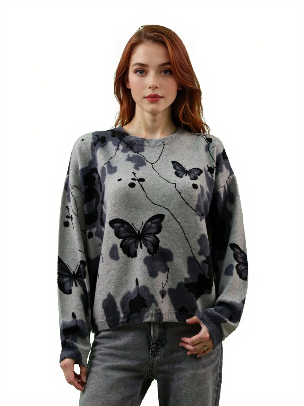 Fashion Stylish Crew Neck Sweater Pure 100% Cashmere Clothes Custom Fabric Options Knot Front Design Fleece/Thickened/OEM Support