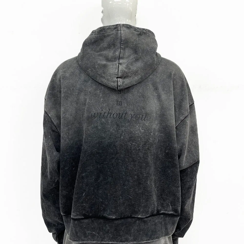 Custom Men's Hoodie Oversized Sunfaded Acid Washed Hoodies Pullover Top Heavyweight