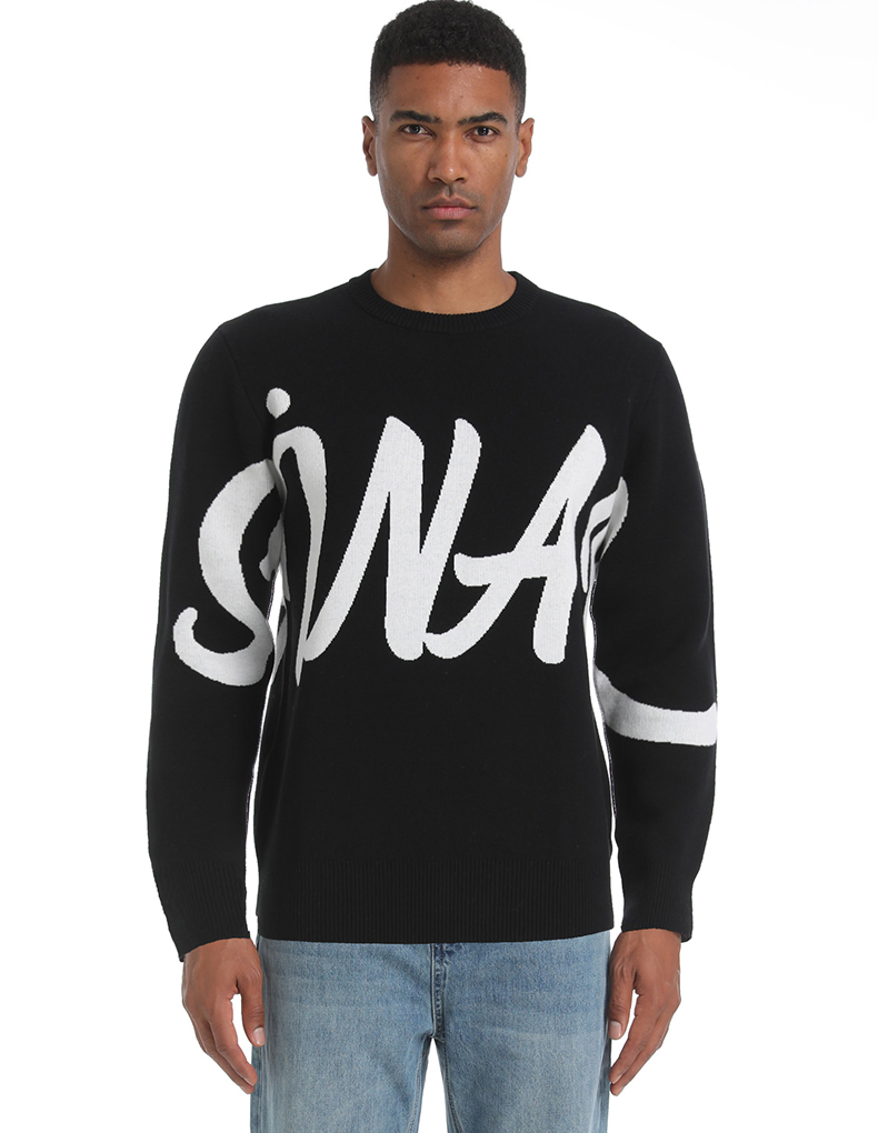 Custom Halloween Turtleneck Sweater Oversize Plus Size Jacquard Long Sleeve Letter Knitted Men's Pullover Sweater Manufacturers