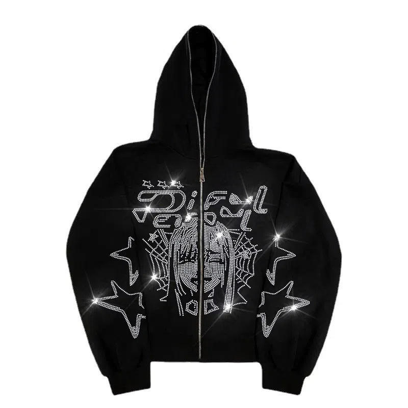 Customized Heavyweight Full Zip up Spider Hoodies Print Oversized Custom Manufacturer Unisex High Quality Hoodies