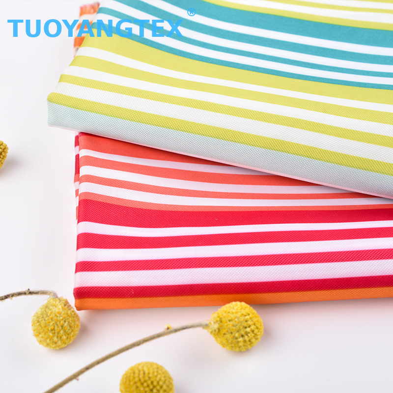 Custom Printed Polyester Fabric for Dining Tablecloth Stripe Design OEM Supply