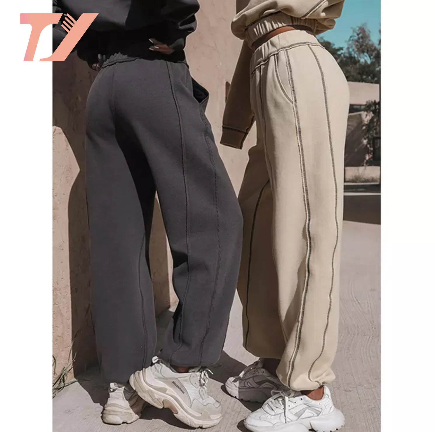 Custom High Quality Casual Ladies Tracksuit Two Piece Pants Sets Suits Outfits Ripped Hoody Oversized Pullover Wholesale Women Hoodie
