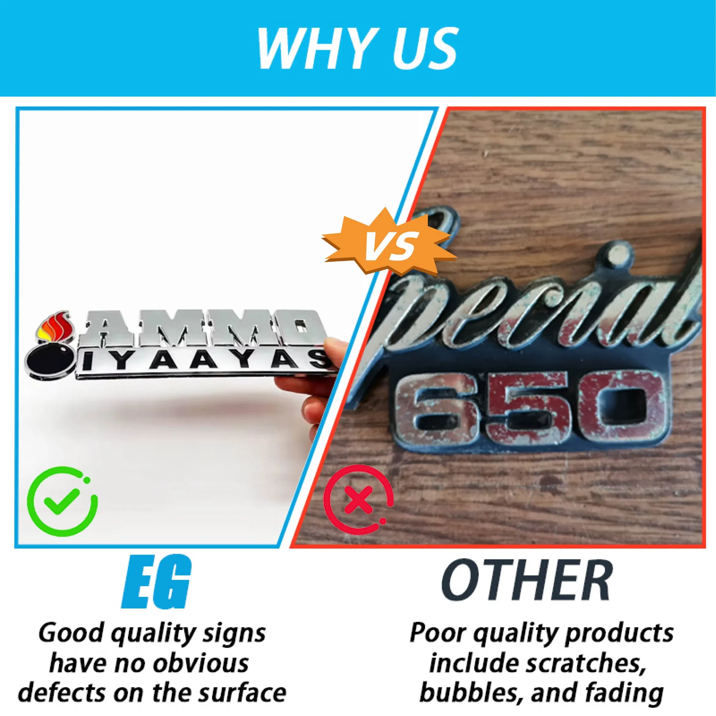 Factory Price Premium Chrome Silver 3D Metal ABS Plastic Auto Car Emblems Custom Badge Logo